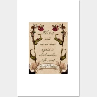 Emily Dickinson Quote That it  will  never come  again is  what makes  life sweet EMILY DICKINSON Woodland watercolor  frame Posters and Art